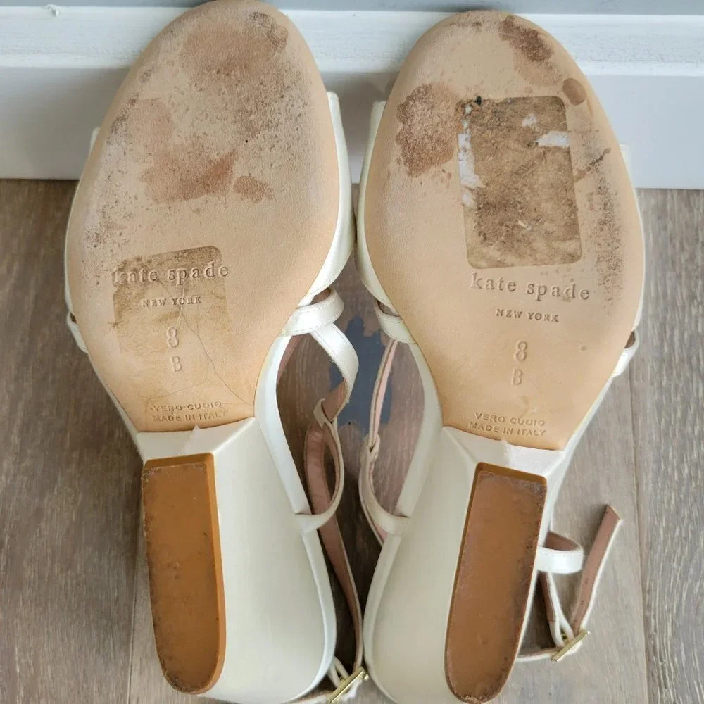 Kate Spade New York Cream Silk Wedges with Rose